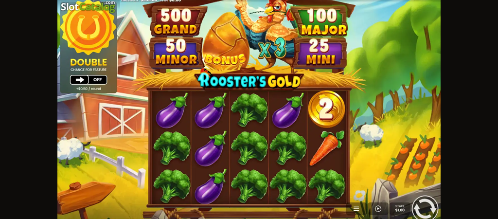 Rooster Multiplier, Golden Eggs és fix jackpotok