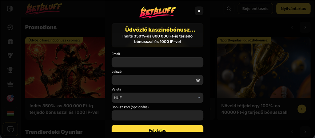 Így regisztrálj a Betbluff Casino felületére 5 lépésben